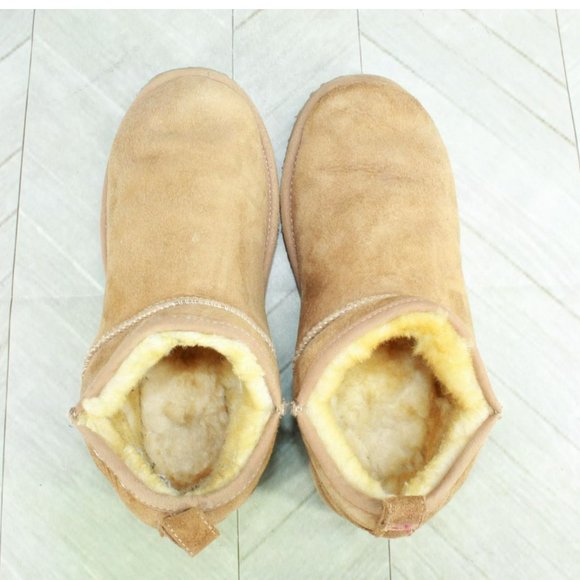 LL Bean Brown Suede Wicked Good Shearling Lined Slipper Ankle Boots Size 8 M - Picture 6 of 10